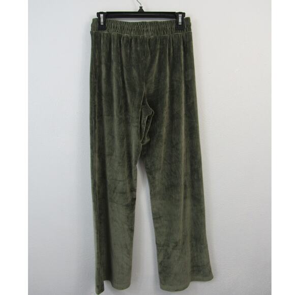 Tart Intimates Small Green Corduroy Pull On Flared Pants Comfy Loungewear Olive - Picture 6 of 6
